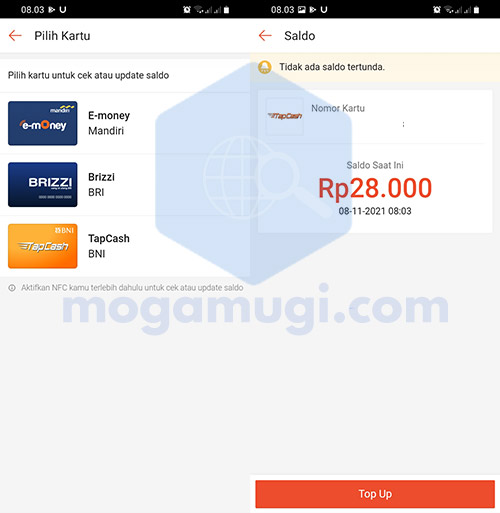 Berikut adalah cara cek saldo TapCash BNI lewat Shopee dari HP Android.