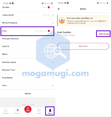 Cara Verifikasi Email di LinkAja