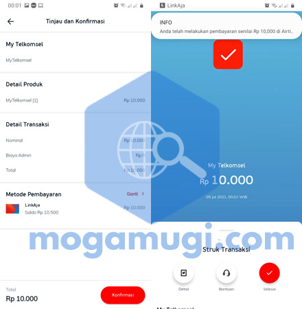 Pembayaran LinkAja Sukses Pulsa Masuk