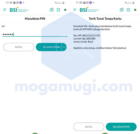 Masukan PIN dan Konfirmasi