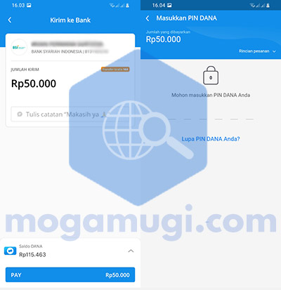 Konfirmasi Kirim Uang Masukan PIN DANA