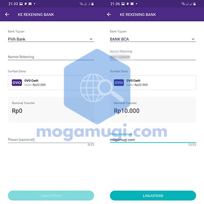 Pilih Bank Tujuan Penerima Uang