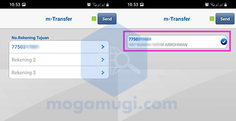 Masukan No Rek Transfer