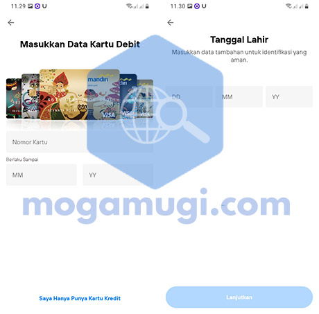 Masukan No Kartu Debit Mandiri