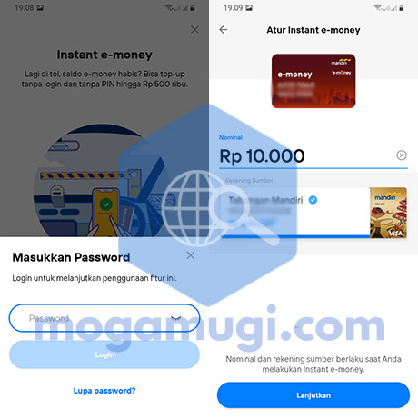 Masukan Nominal top up instant