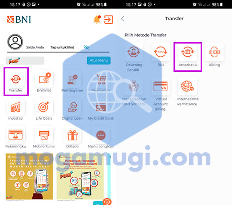 Transfer BNI ke BSI Lewat BNI Mobile Banking