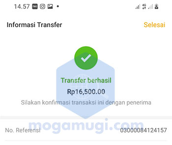 Transfer Saldo Berhasil